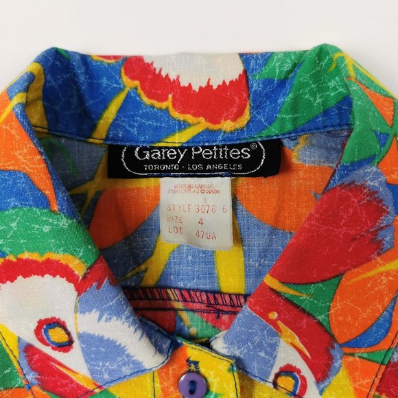 Tropical Print 80s Button Front Blouse - Picture 10 of 10